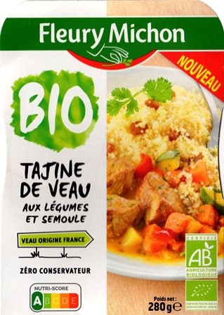 TAJINE DE VEAU AUX LÉGUMES ET SEMOULE BIO 280g