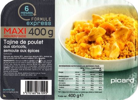 TAJINE DE POULET AUX ABRICOTS, SEMOULE AUX ÉPICES 400g
