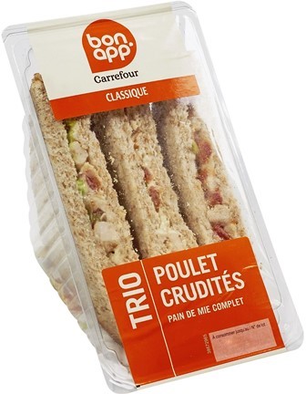 TRIO POULET CRUDITÉS PAIN DE MIE COMPLET 230g