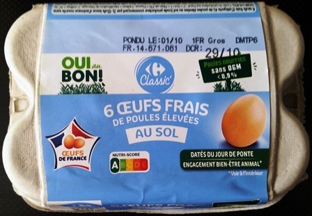 ŒUFS DE POULES ÉLEVÉES AU SOL (X6)