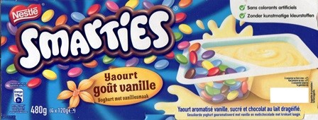 YAOURT GOÛT VANILLE AVEC SMARTIES (4x120g)